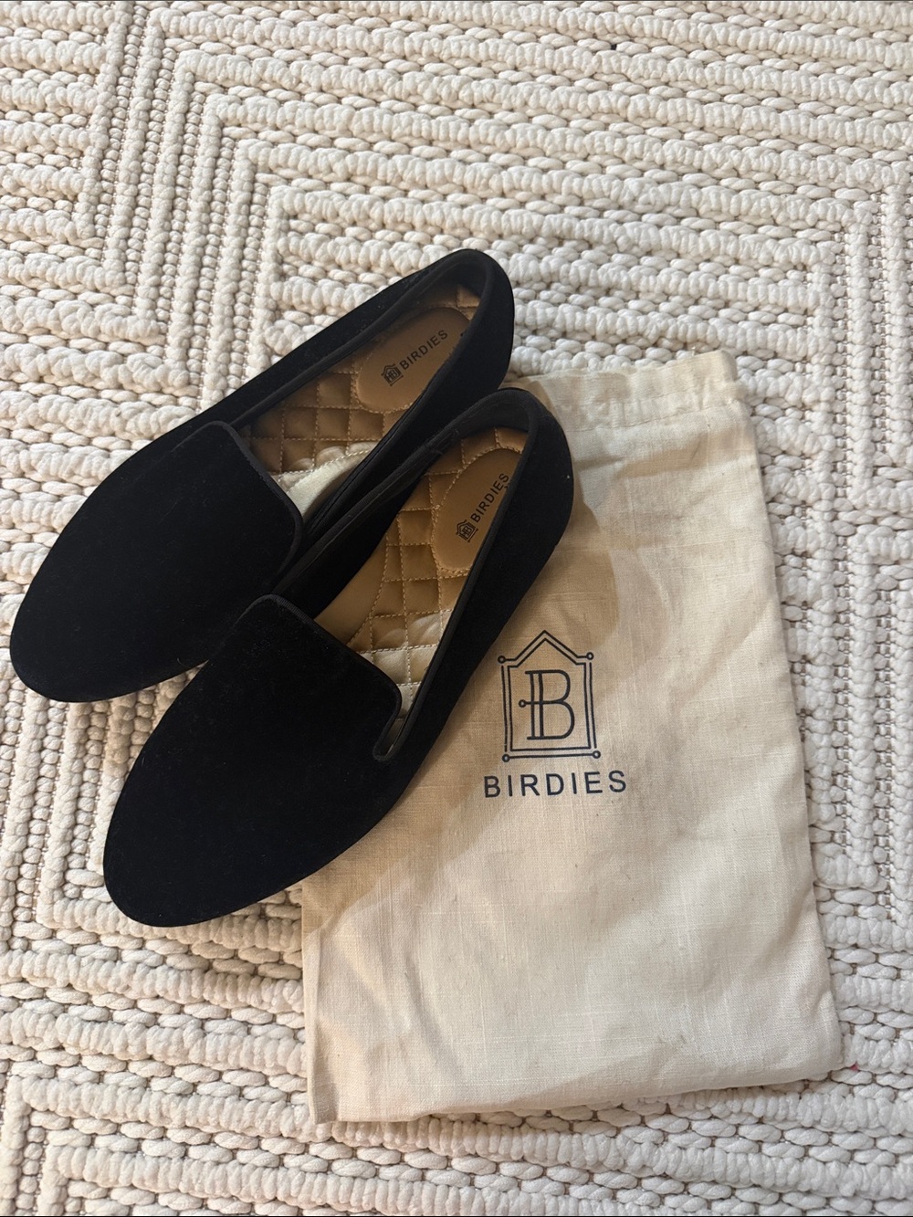 Birdies Black Velvet Women's Slip-On Loafers
